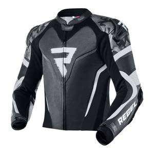 Kurtka motocyklowa skórzana sportowa/miejska Rebelhorn REBEL czarny-biały