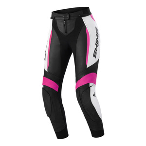 Spodnie motocyklowe skórzane damskie SHIMA MIURA 2.0 PINK FLUO czarny różowy